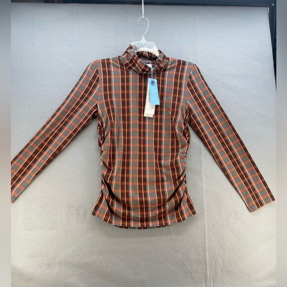 NWT Tanya Taylor Shelby Grid Print Organic Cotton Top Women’s Size Medium - Picture 14 of 16